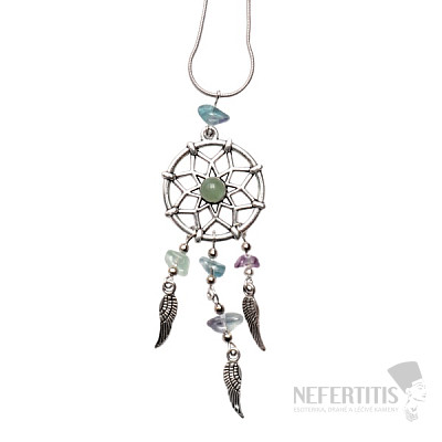Fluorite dream catcher pendant on chain