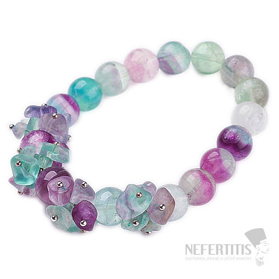 Fluorite multicolor bracelet with extra beads and stone pieces