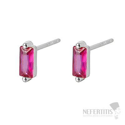 Silver earrings with zircons FUCHSIA