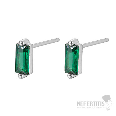 Silver earrings with zircons DARK GREEN