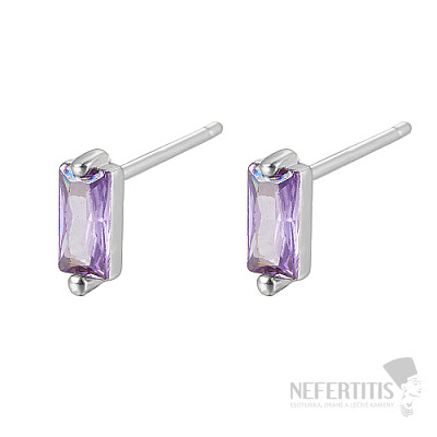 Silver earrings with zircons SILVER LILAC