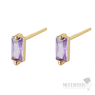 Silver earrings with zircons GOLDEN LILAC