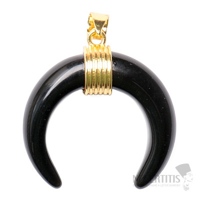 Obsidian black crescent moon pendant