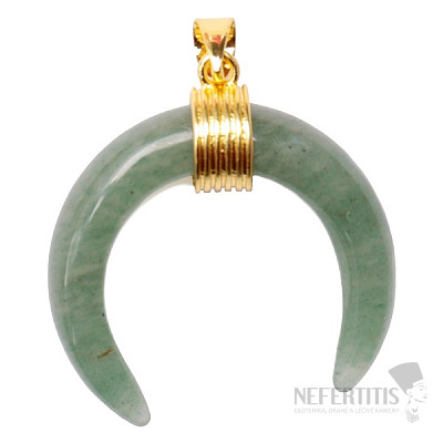 Aventurine green crescent moon pendant