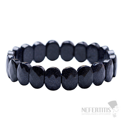 Aventurine blue polished extra oval plate bracelet