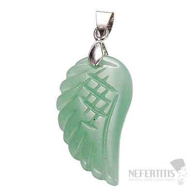 Aventurine green pendant Angel wing