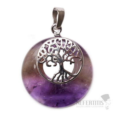 Kreisanhänger aus Amethyst mit dem Baum des Lebens