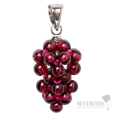 Garnet pendant Grape handle silver color