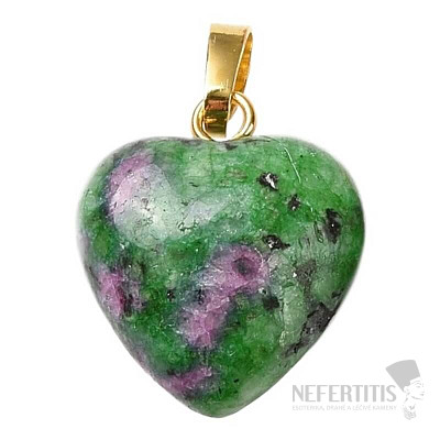 Ruby in zoisite pendant Heart 1.5 cm