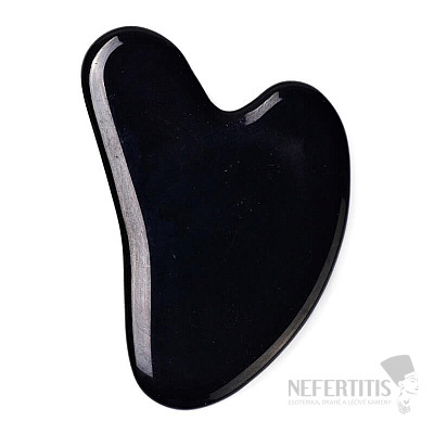 Gua sha from black obsidian heart shape 7.5 cm