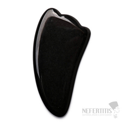 Fin shape black obsidian gua sha