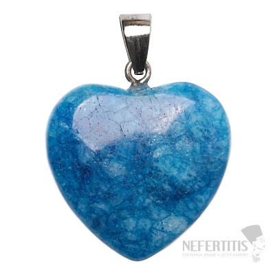 Quartz blue pendant Heart 2.4 cm