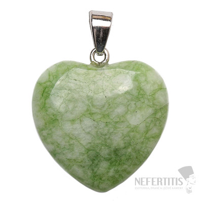 Quartz green pendant Heart 2.4 cm