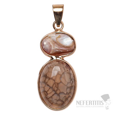Agate Dragon's eye pendant with mother of pearl