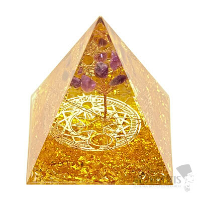 Orgonite Pyramid with Citrine Amethyst Tree of Life