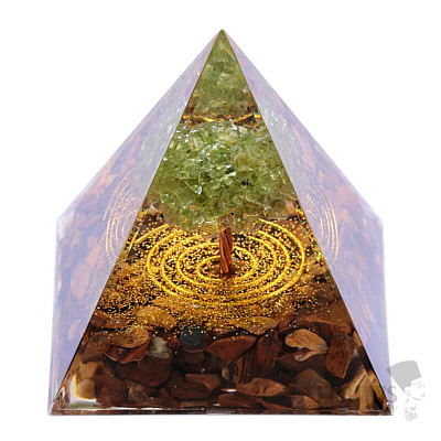 Orgonite Pyramid Olivine Tree of Life with Spiral