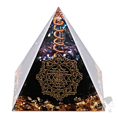 Orgonite Aqua aura pyramid with obsidian