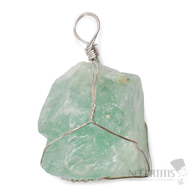 Fluorite raw pendant with metal ornaments