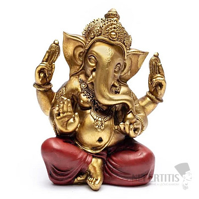 Feng Shui statuette of Ganesha in gold color 18 cm