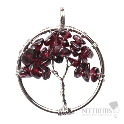 Garnet pendant Tree of life 3 cm