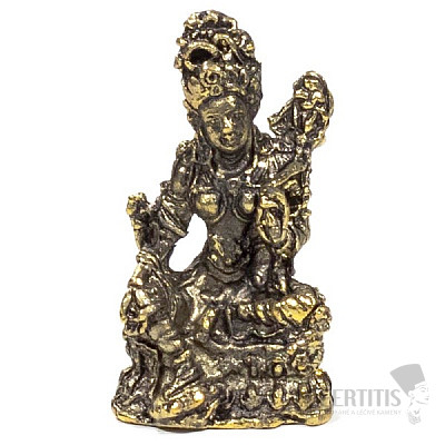 Feng Shui statuette of the goddess Green Tara brass miniature