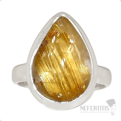 Sagenite crystal with rutile ring silver Ag 925 R1629