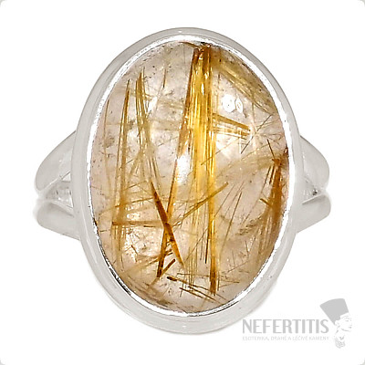 Sagenite crystal with rutile ring silver Ag 925 R1654