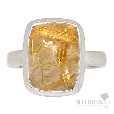 Sagenite crystal with rutile ring silver Ag 925 R1675