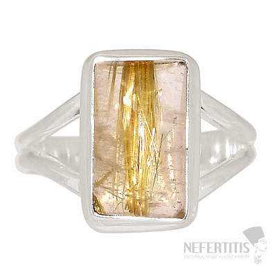 Sagenite crystal with rutile ring silver Ag 925 R1679