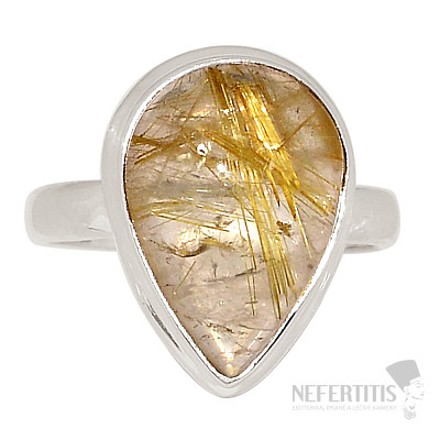 Sagenite crystal with rutile ring silver Ag 925 R1685