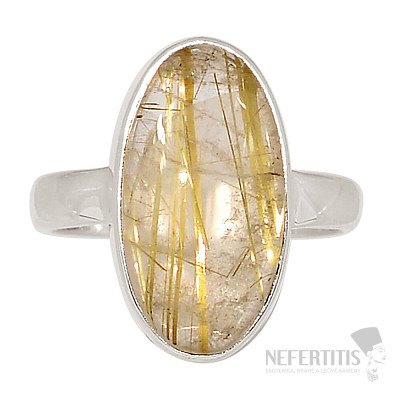 Sagenite crystal with rutile ring silver Ag 925 R1705