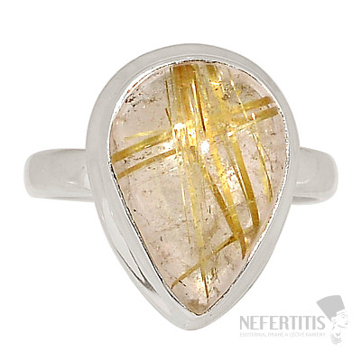 Sagenite crystal with rutile ring silver Ag 925 R1706