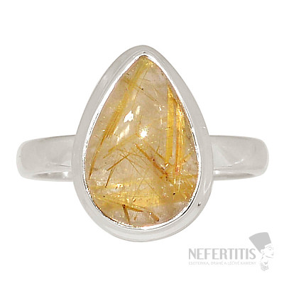Sagenite crystal with rutile ring silver Ag 925 R1712