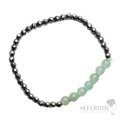 Hematite faceted bracelet with aventurine beads