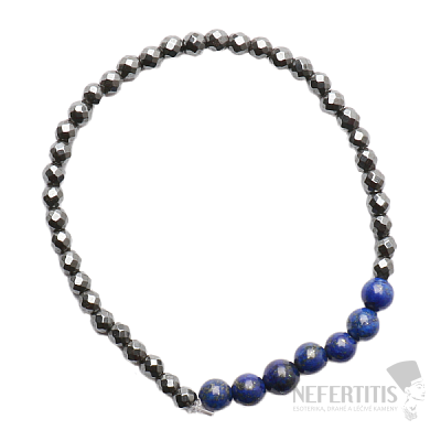 Hematite faceted bracelet with lapis lazuli beads