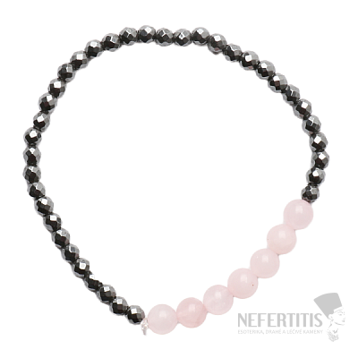 Facettiertes Hämatit-Armband mit Roségold-Perlen