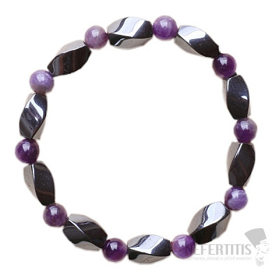 Hematite Twist Bracelet with Amethyst Beads