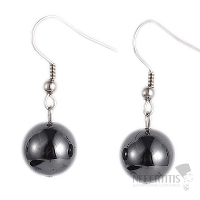 Hematite earrings large balls and stainless steel