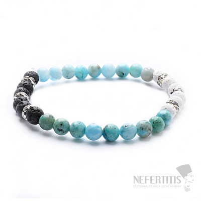 Hemimorphite luxury beaded bracelet with lava