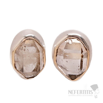Herkimer diamond earrings stones silver Ag 925 E441