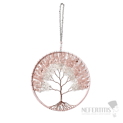 Feng Shui záves Strom života z ruženínu a krištáľu