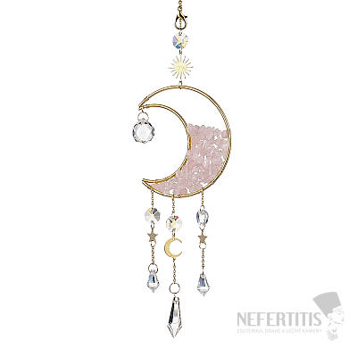 Feng Shui závěs s duhovými křišťály Růženínový měsíc