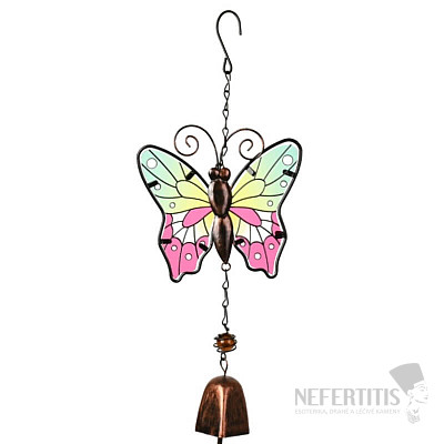 Chimes metal Wine-green butterfly with a bell