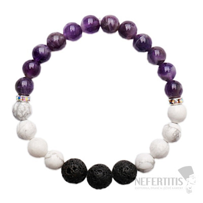 Amethyst, howlite and lava bracelet RB Design 35