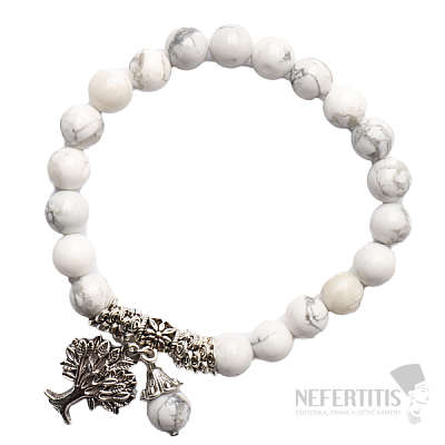 Weißes Howlit-Armband mit extra Perlen mit dem Baum des Lebens