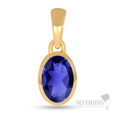 Gold-plated silver pendant with iolite CB-P709G-I