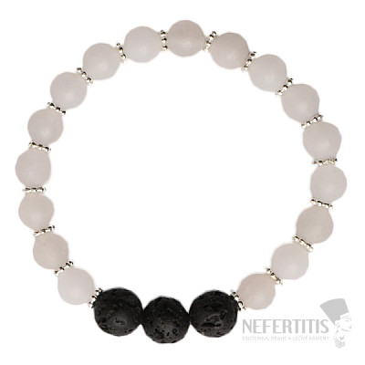 White jadeite and lava stones bracelet RB Design 18
