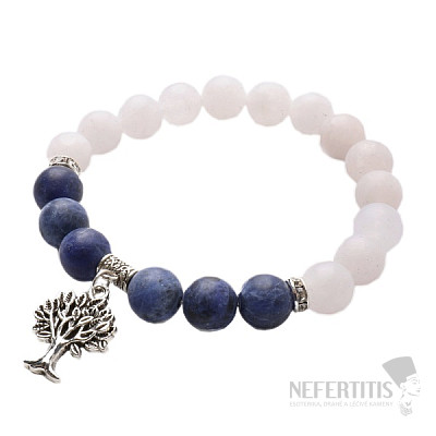 Jadeite white and sodalite bracelet with tree of life RB Design 51