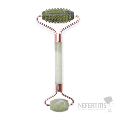 Jadeite massage roller for intense massage of rose gold color