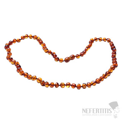 Polished baroque amber necklace in cognac color